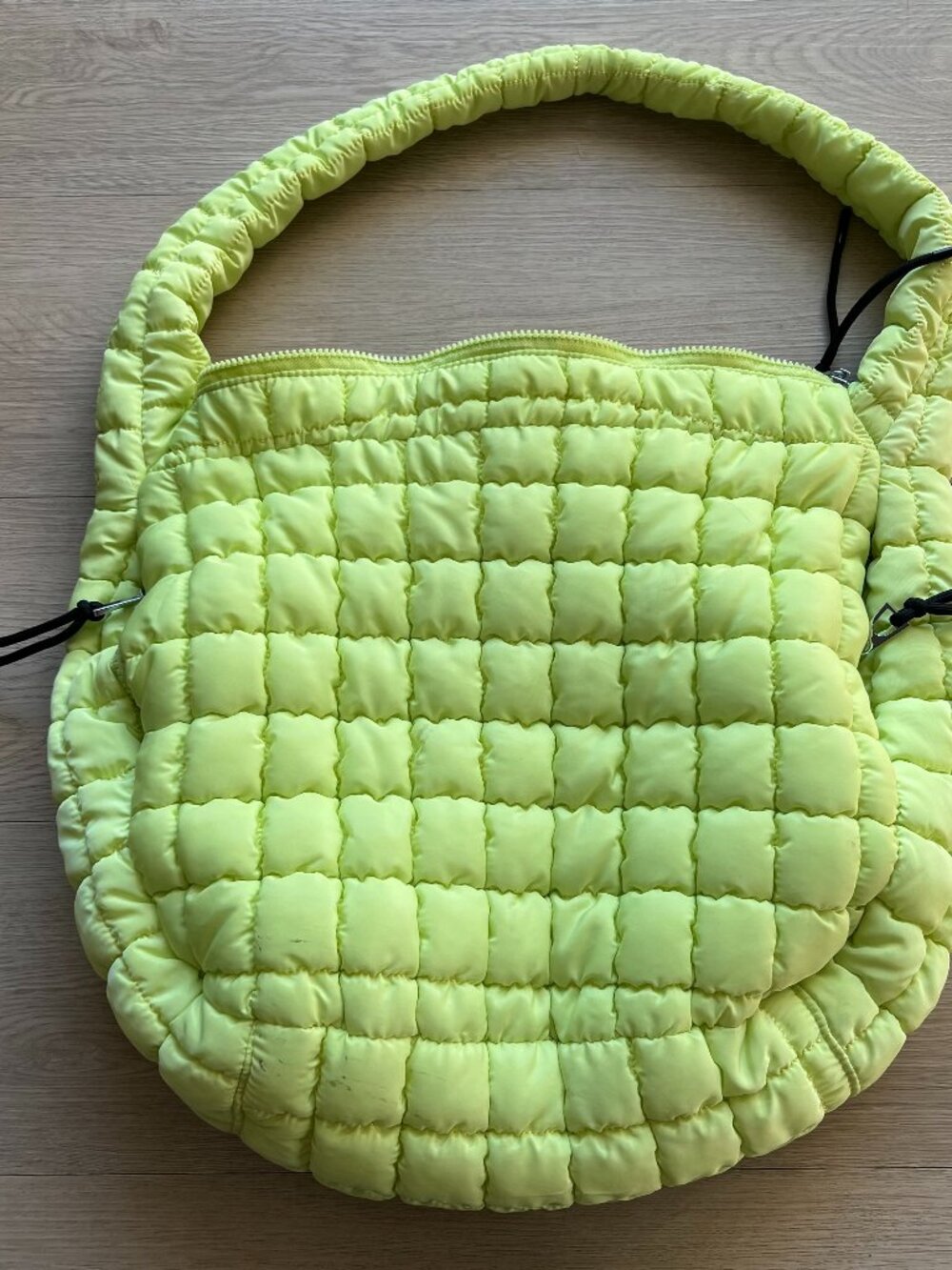 Lime Green Puffy Quilted Shoulder Bag